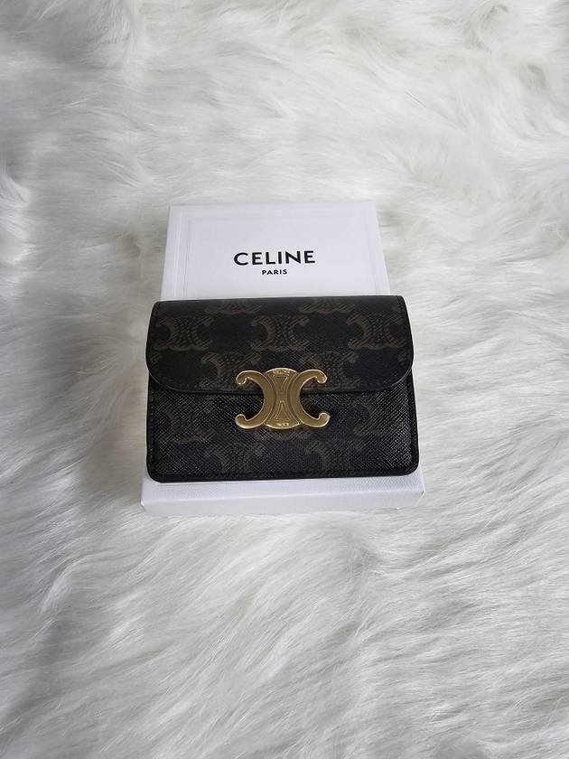 Triomphe Canvas Flap Card Wallet Tan - CELINE - BALAAN 2