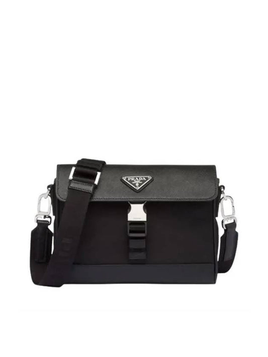 Re-Nylon Saffiano Shoulder Bag Black - PRADA - BALAAN 1