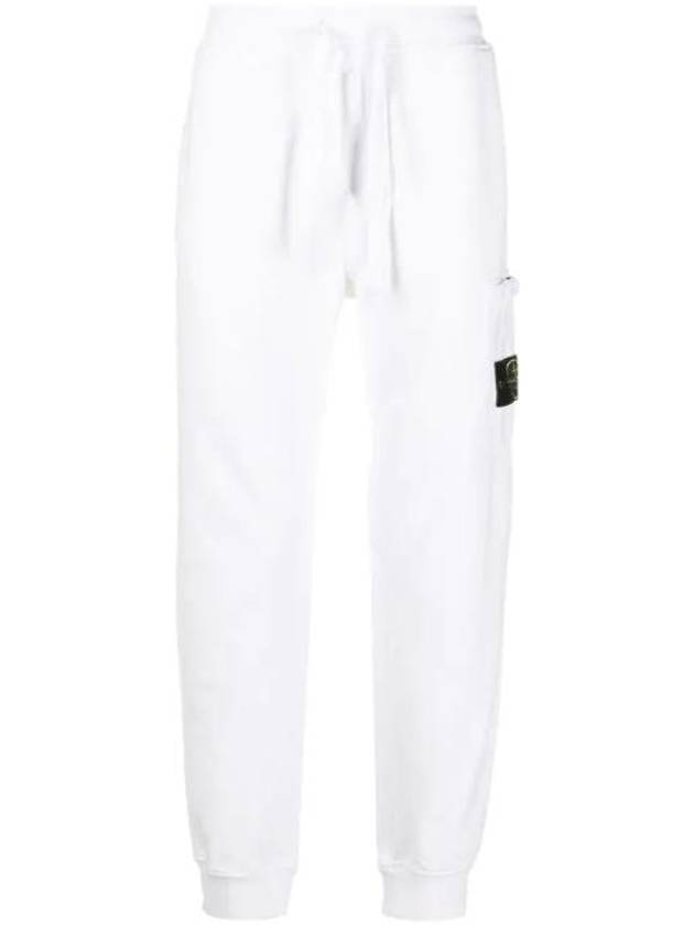 Garment Dying Cotton Fleece Track Pants White - STONE ISLAND - BALAAN 1