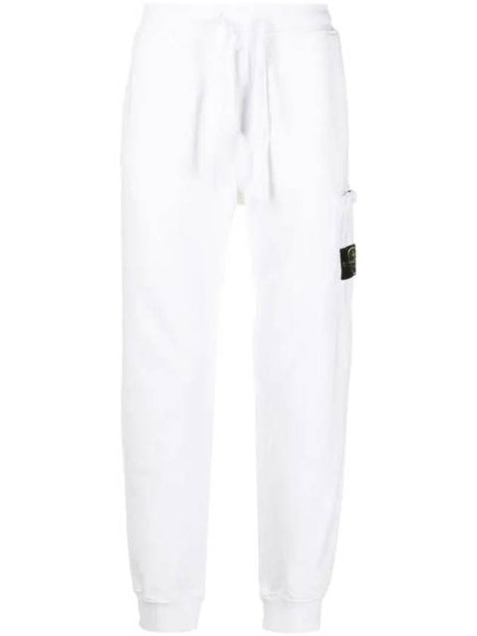 Garment Dying Cotton Fleece Track Pants White - STONE ISLAND - BALAAN 1