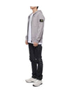 Garment Dyed Cotton Fleece Full Zip Hooded Jacket Light Grey - STONE ISLAND - BALAAN 5