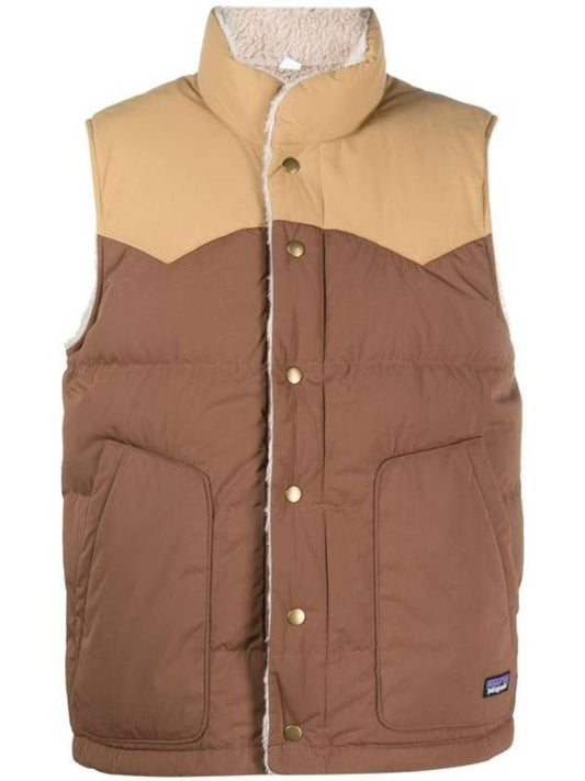 Men's Reversible Bivy Down Vest Brown - PATAGONIA - BALAAN 1