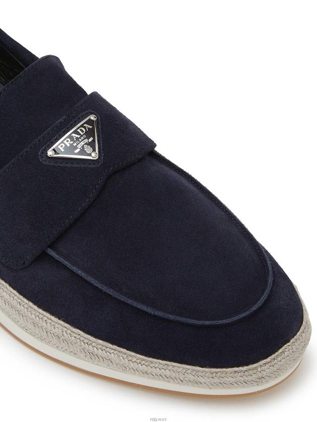 Triangle Logo Suede Loafers Navy - PRADA - BALAAN 6