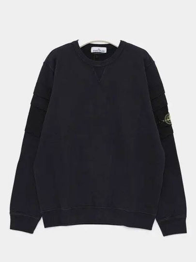 Garment Dyed Double Pocket Brushed Cotton Fleece Sweatshirt Navy - STONE ISLAND - BALAAN 2