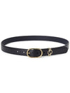 Round Interlocking G Leather Belt Navy - GUCCI - BALAAN 3