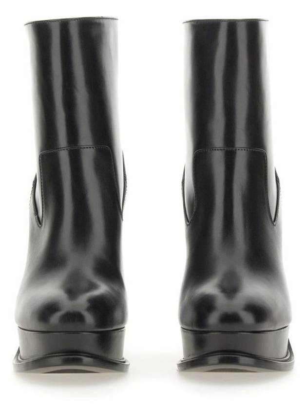 Women's Platform Leather Middle Boots Black - ALEXANDER MCQUEEN - BALAAN 4