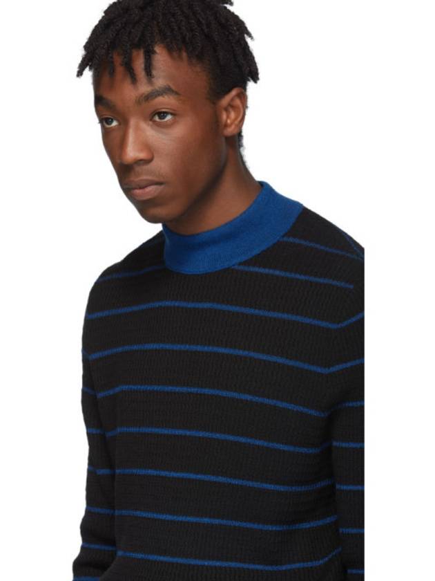 Black and Blue Striped HighNeck Slim Sweater - ACNE STUDIOS - BALAAN 5