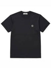 Logo Patch Short Sleeves T-Shirt Black - STONE ISLAND - BALAAN 2