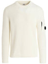 Men's Lens Wappen Crew Neck Knit Top Offwhite - CP COMPANY - BALAAN.