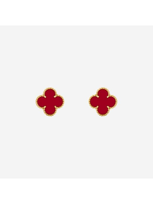 Vintage Alhambra Earrings Gold Red - VANCLEEFARPELS - BALAAN 1