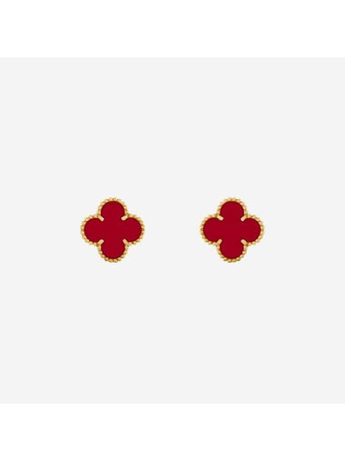 Vintage Alhambra Earrings Gold Red - VANCLEEFARPELS - BALAAN 1