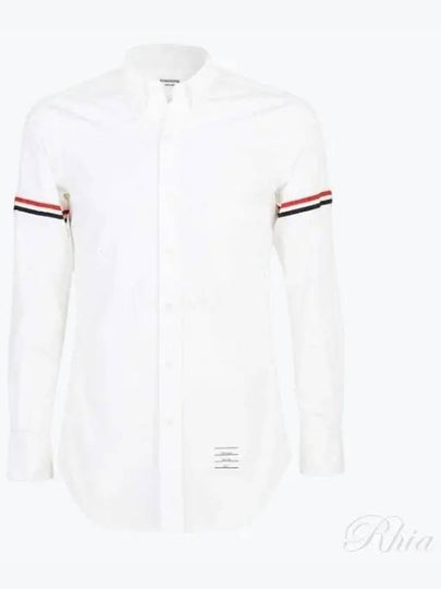 Men's Poplin Grosgrain Armband Classic Long Sleeve Shirt White - THOM BROWNE - BALAAN 2