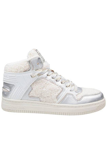 Philippe Model Mid Sneaker With Upper In Silver Laminated Calfskin And Faux Sheepskin Effect Fabric - PHILIPPE MODEL - BALAAN 1