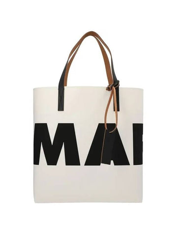 North South Logo Print Tote Bag White - MARNI - BALAAN 1