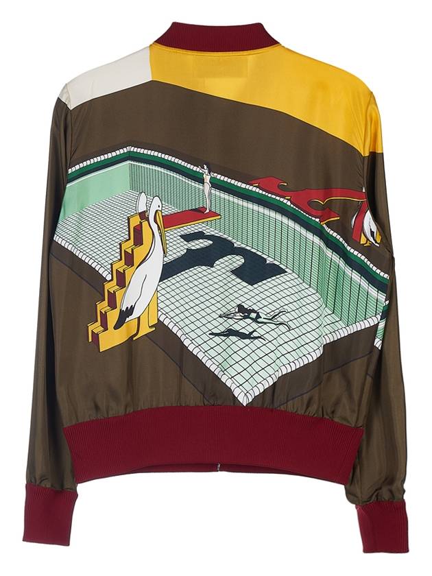 Graphic Silk Bomber Jacket Brown - TORY BURCH - BALAAN 3