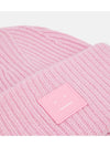 Face Patch Ribbed Wool Beanie Bubble Pink - ACNE STUDIOS - BALAAN 5