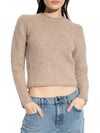 Crew Neck Brushed Wool Alpaca Knit Top Beige - AMI - BALAAN 3