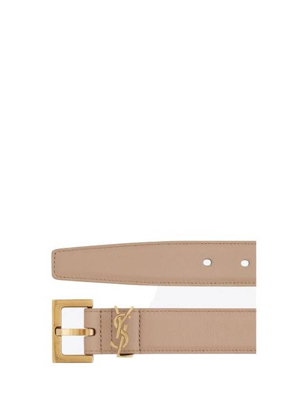 Monogram Square Leather Belt Beige - SAINT LAURENT - BALAAN 3