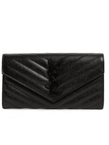 Monogram Quilting Long Wallet Black - SAINT LAURENT - BALAAN 1