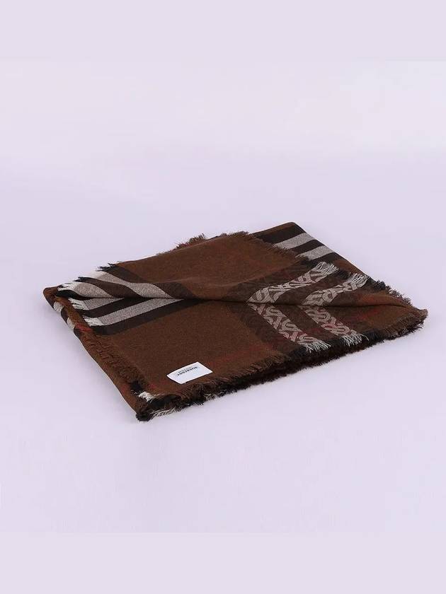 Wool Silk Monogram Check Scarf Brown - BURBERRY - BALAAN 4