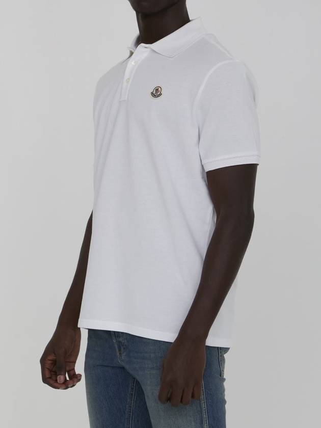 Logo Patch Short Sleeve Polo Shirt White - MONCLER - BALAAN 3