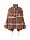 Check Off Shoulder Hooded Jacket Brown - BURBERRY - BALAAN 2