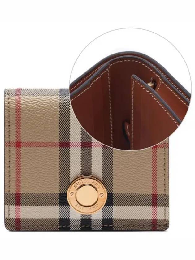 Check Small Leather Half Wallet Beige - BURBERRY - BALAAN 2