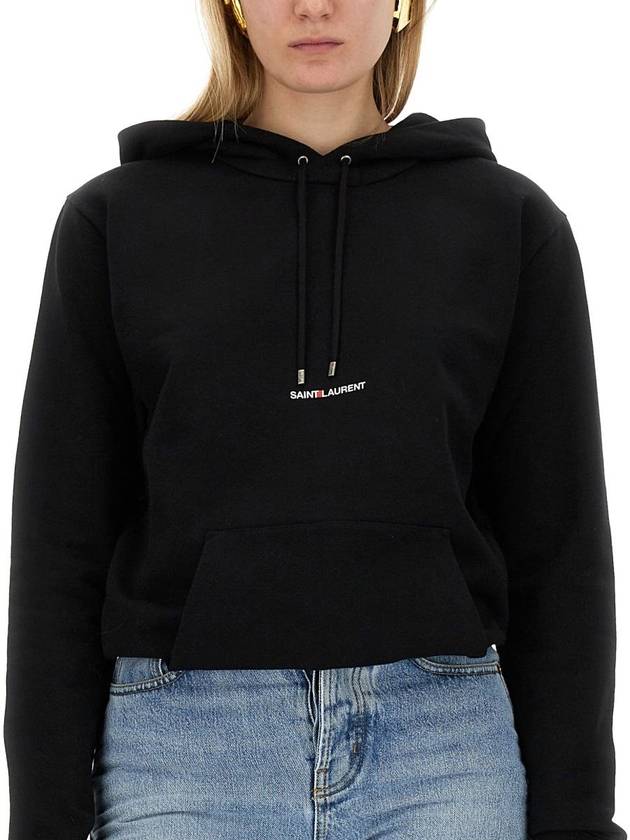 Signature Logo Hooded Top Black - SAINT LAURENT - BALAAN 5