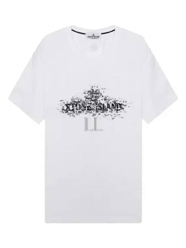 Institutional Two Print Short Sleeve T-Shirt White - STONE ISLAND - BALAAN 2