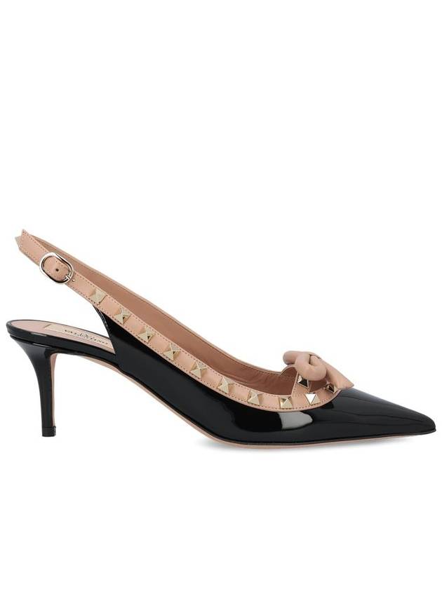 Rockstud Bow Patent 60mm Slingback Heel Black - VALENTINO - BALAAN 2