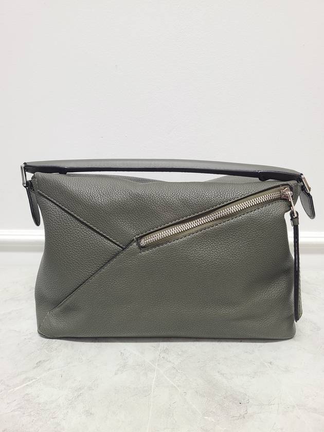 Dark Khaki Green Grain Calfskin Puzzle Bag Large - LOEWE - BALAAN 7