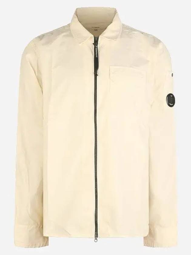 Gabardine Zip Up Long Sleeve Shirt Beige - CP COMPANY - BALAAN 2