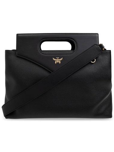 Embossed Leather Soft Diamond Cross Bag Black - MCM - BALAAN 1