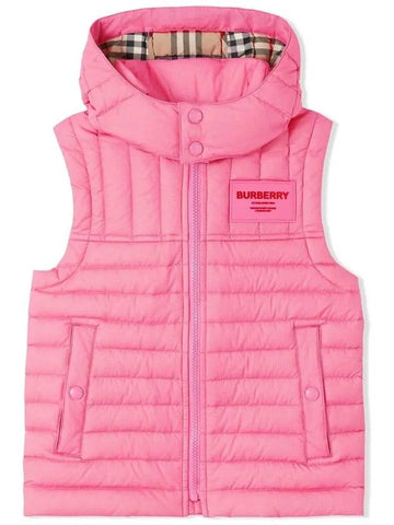 Kids Women s Logo Patch Padded Vest Pink 8053880 - BURBERRY - BALAAN 1