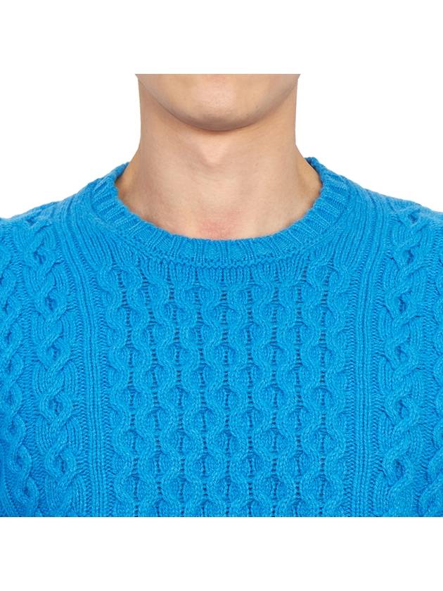 Crew Neck Lambswool Knit Top Blue - DRUMOHR - BALAAN 7