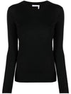 Crew Neck Wool Knit Top Black - CHLOE - BALAAN 1