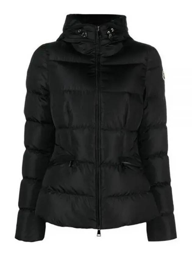 AVOCE logo patch hooded short down jacket black women s padding 233518 - MONCLER - BALAAN 1