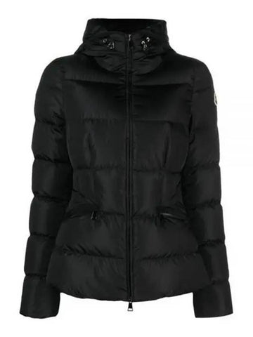 AVOCE logo patch hooded short down jacket black women s padding 233518 - MONCLER - BALAAN 1