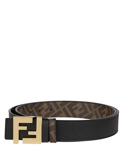 FF Buckle Pattern Reversible Leather Belt Black - FENDI - BALAAN 2