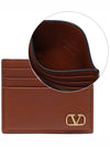 V Logo Signature Card Wallet Brown - VALENTINO - BALAAN 3