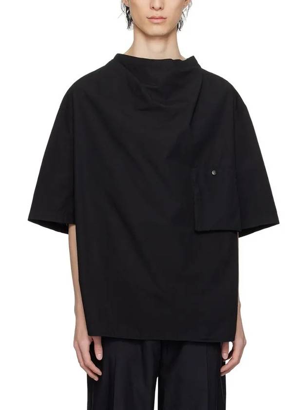 Draped Top Short Sleeve T-Shirt Black - LEMAIRE - BALAAN 4