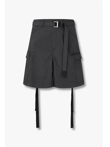 Men s Belted Taffeta Cargo Shorts Black - SACAI - BALAAN 1