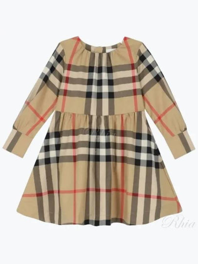 Kids Check Long Sleeve Dress Beige - BURBERRY - BALAAN 2