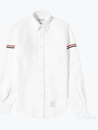 Oxford Striped Grosgrain Armband Classic Long Sleeve Shirt White - THOM BROWNE - BALAAN 2