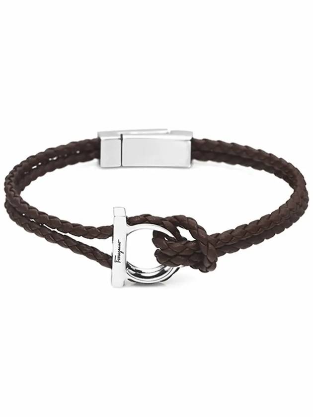 Gancini Leather Bracelet Silver Brown - SALVATORE FERRAGAMO - BALAAN 6