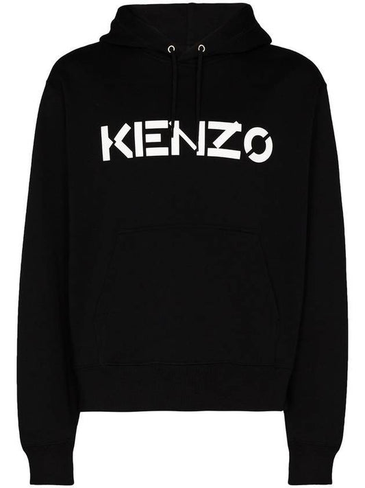 logo print hood black - KENZO - BALAAN.