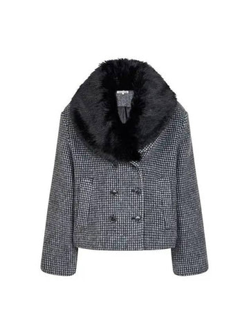 Fur shawl check double jacket Scarlet black 270902 - REFORMATION - BALAAN 1