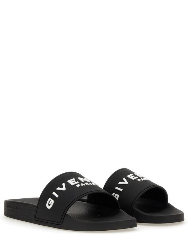 Logo Rubber Slide Slippers Black - GIVENCHY - BALAAN 6