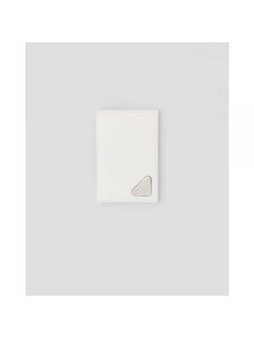 Saffiano Triangular Logo Flap Card Wallet White Boutique - PRADA - BALAAN 1