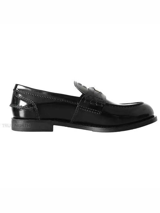 Brushed Leather Penny Loafers Black - MIU MIU - BALAAN 2